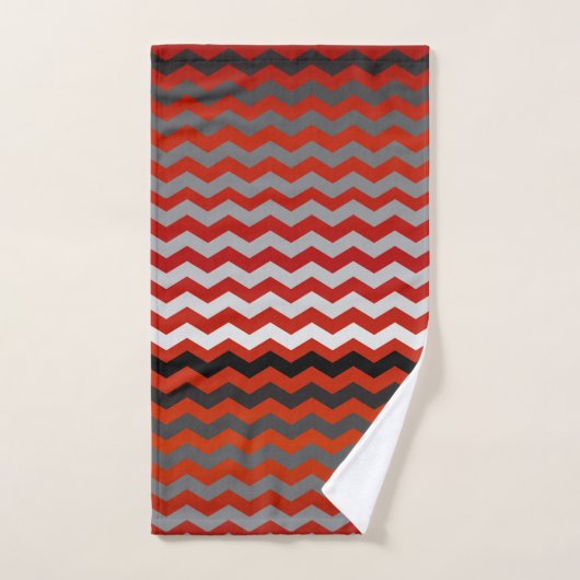 Gris rouge et rayures de Chevron (Serviette à main)