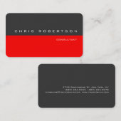 Gris rouge moderne Carte de visite simple (Devant / Derrière)