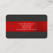 Gris rouge rayé moderne angle rond Carte de visite (Dos)