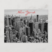 Gris Rouge Script New York City Carte postale (Devant)
