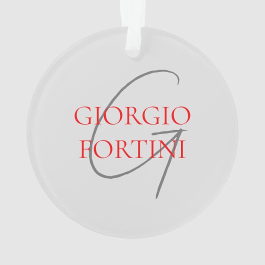 Gris Rouge Votre nom Monogramme initial Moderne (dos)