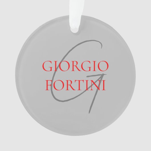 Gris Rouge Votre nom Monogramme initial Moderne (devant)