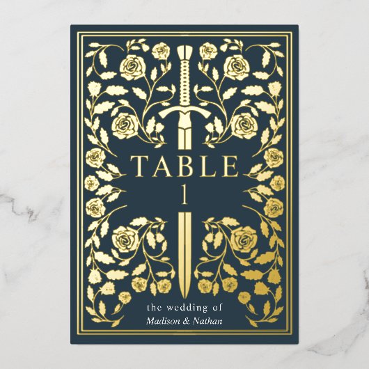 Gris Royal Médiéval Mariage d'épée Carte Table (Recto)