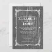 Gris Rustique Grange Bois de mariage Invitations (Devant)