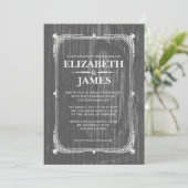 Gris Rustique Grange Bois de mariage Invitations (Debout devant)