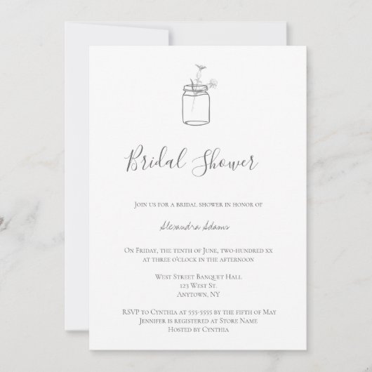Gris rustique mason jarre nuptiale invitations dou (Devant)