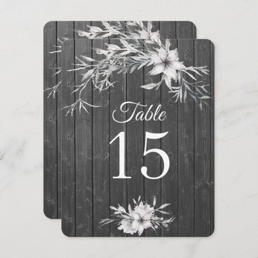 Gris rustique. Numéros de table de grange en bois (Devant / Derrière)