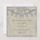 Gris Sable Grunge Baroque Floral Faire-part de mar (Dos)