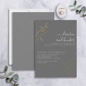 Gris Script Gold Botanique Mariage Foil Invitation