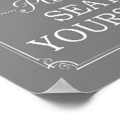 Gris S'Il Vous Plaît S'Asseoir Drôle Poster Salle  (Coin)