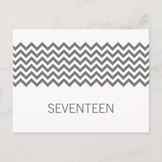 Gris simple Chevron Numéro de table Carte postale (Devant)