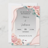 Gris simple et rose Faire-part de mariage (Devant)