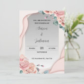 Gris simple et rose Faire-part de mariage (Debout devant)