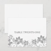 Gris Simple Floral Numéro de table Carte postale (Devant / Derrière)