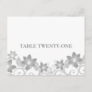 Gris Simple Floral Numéro de table Carte postale