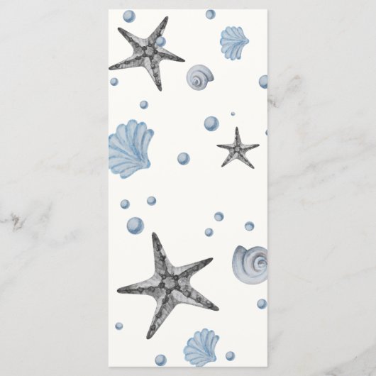Gris Starfish Blue Shells Beach Menu de mariage (Dos)