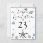 Gris Starfish Blue Shells Plage Mariage Merci (Devant)