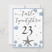 Gris Starfish Blue Shells Plage Mariage Merci (Dos)