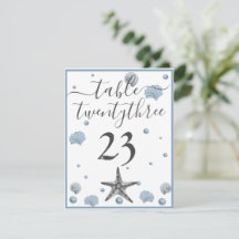 Gris Starfish Blue Shells Plage Mariage Merci