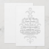 Gris subtil Damas Enregistrer la date Invitation (Devant / Derrière)