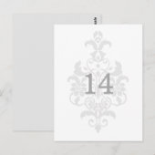 Gris Subtil Damask Numéro de table Carte postale (Devant / Derrière)