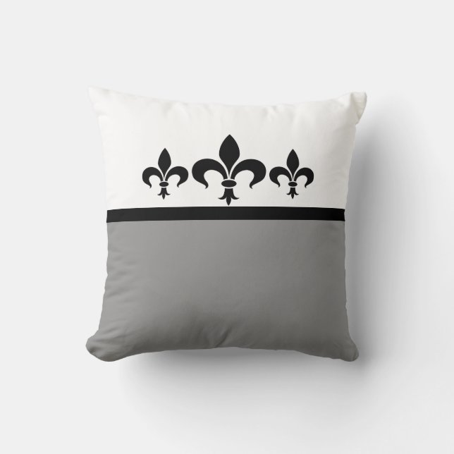 Gris Swanky Fleur De Lis Coussin (Recto)