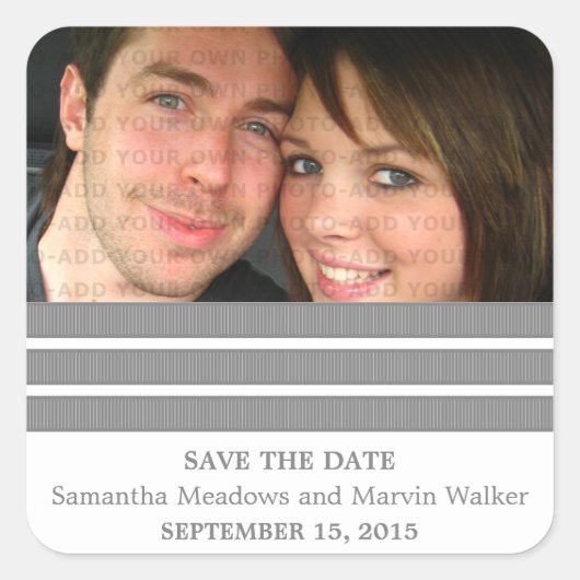 Gris Triple Stripe Enregistrer Stickers Date (Devant)