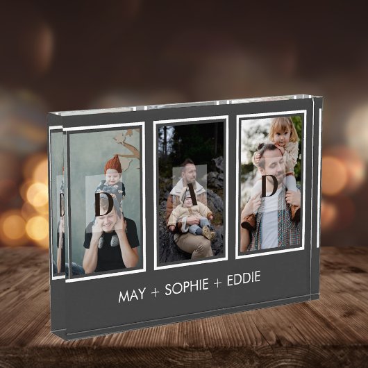 Gris Trois (3) Photos Fête des pères Bloc photo