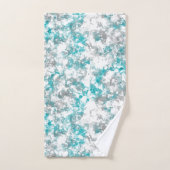 gris turquoise et blanc abstrait (Serviette à main)