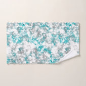 gris turquoise et blanc abstrait (Serviette à main)