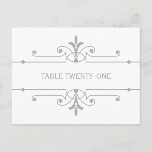 Gris v2 Fancy Ornamo Numéro de table Carte postale (Devant)
