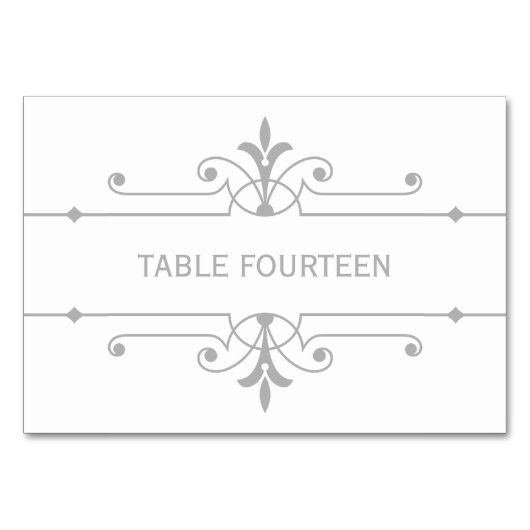 Gris v2 Fancy Ornamor Mariage Carte table (Devant)