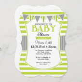 Gris vert citron citron Baby shower Invitation (Devant / Derrière)