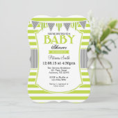 Gris vert citron citron Baby shower Invitation (Debout devant)