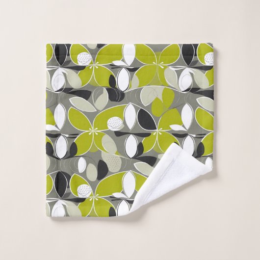 Gris vert citron vert mi-siècle Impression moderne (Gant de toilette)