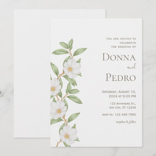 Gris Vert Faire-part de mariage moderne (Devant / Derrière)