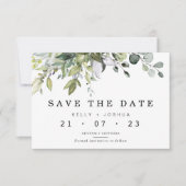 Gris Vert Foliage Mariage Enregistrer La Carte Dat (Devant)