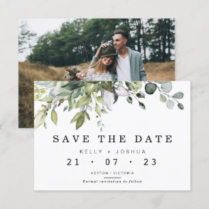Gris Vert Foliage Mariage Enregistrer La Carte Dat