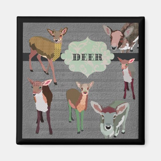 Gris Vintage Deer Magnet (Devant)