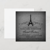 Gris Vintage Français Plourish Sweet 16 Invitation (Devant / Derrière)