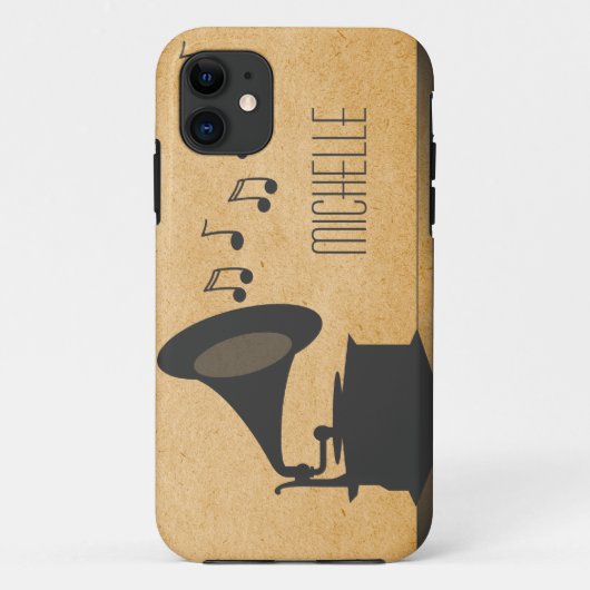 Gris Vintage Gramophone BT iPhone 5 Coque (Dos)