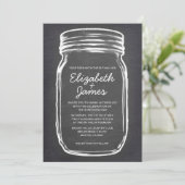 Gris Vintage Mason Jar Mariage Invitations (Debout devant)