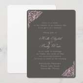 Gris vintages magnifiques et rougissent faire-part (Devant / Derrière)