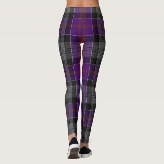 Gris violet écossais Tartan Leggings pour femmes G (Dos)
