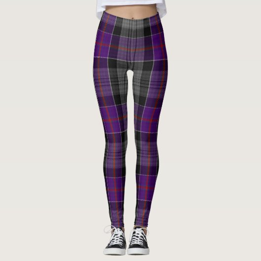 Gris violet écossais Tartan Leggings pour femmes G (Devant)