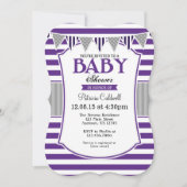 Gris Violet Gris Baby shower Invitation (Devant)