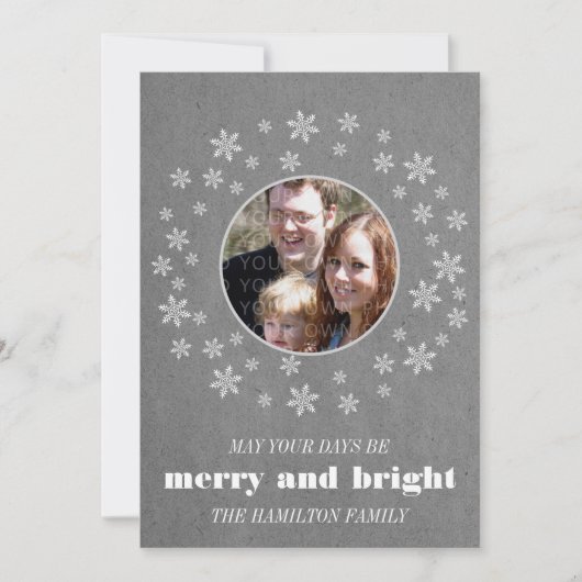 Gris Whimsics Snowflakes Carte Photo Plat (Devant)