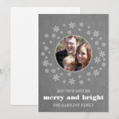 Gris Whimsics Snowflakes Carte Photo Plat (Devant / Derrière)