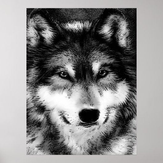 Gris Wolf Eyes Motivation Poster Imprimer (Devant)