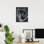 Gris Wolf Eyes Poster de l'oeuvre Imprimer (Bureau à domicile)